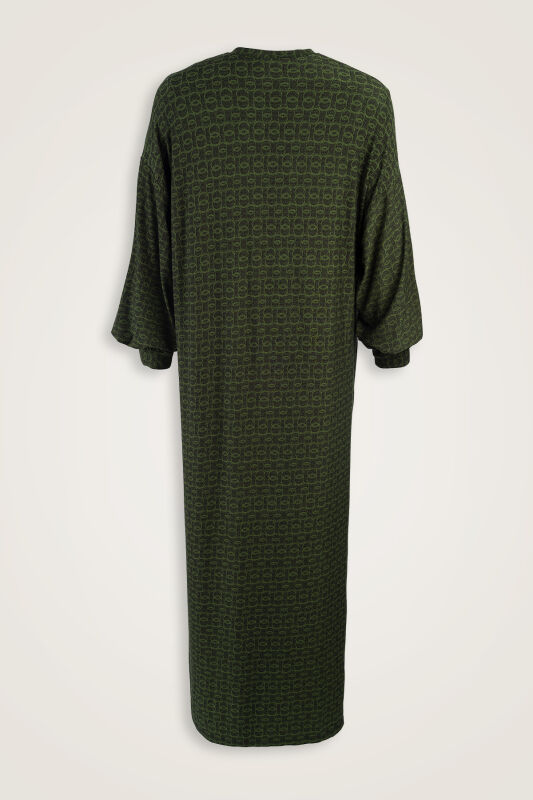 Woven Noor Khaki Rib-Cuffed Combed Cotton Dress - 2