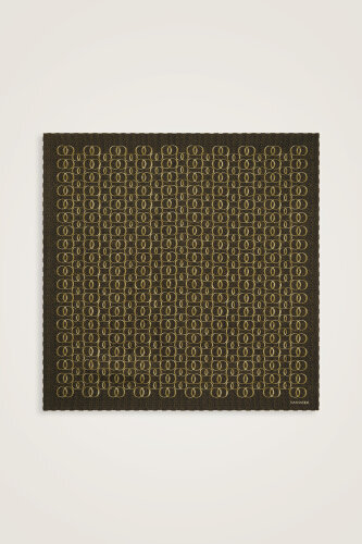 Woven Noor Khaki Silk Twill Scarf 