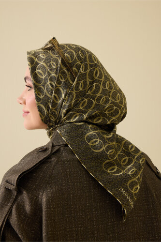 Woven Noor Khaki Silk Twill Scarf - 3