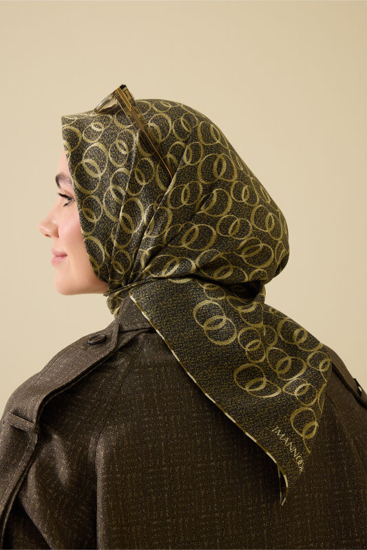 Woven Noor Khaki Silk Twill Scarf - 3