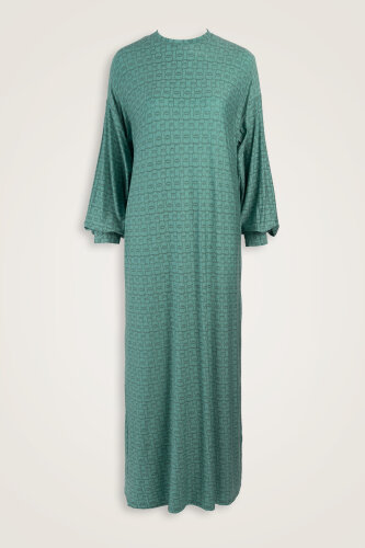 Woven Noor Mint Green Rib-Cuffed Combed Cotton Dress 
