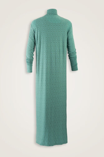 Woven Noor Mint Green Turtleneck Combed Cotton Dress - 2