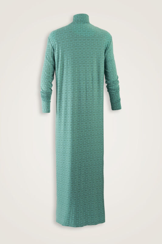 Woven Noor Mint Green Turtleneck Combed Cotton Dress - 2