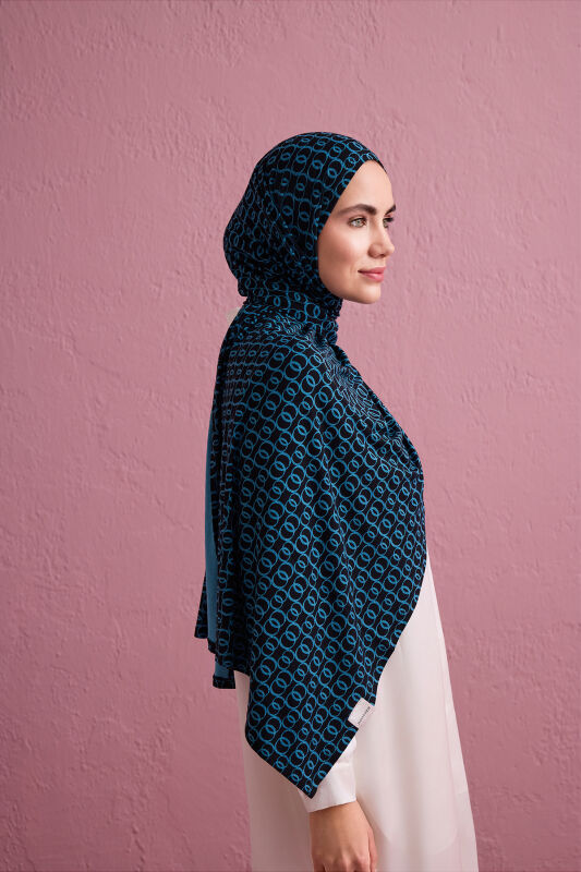 Woven Noor Navy Blue Supreme Shawl - 5