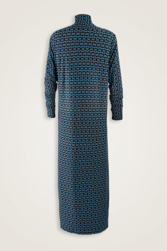 Woven Noor Navy Blue Turtleneck Combed Cotton Dress - Imannoor (1)