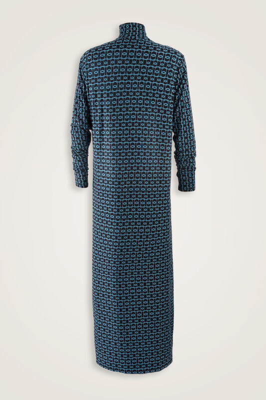 Woven Noor Navy Blue Turtleneck Combed Cotton Dress - 2