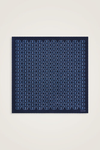 Woven Noor Navy Blue Twill Silk Scarf - 1
