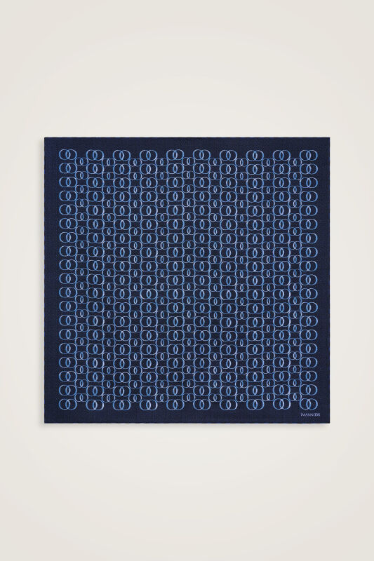 Woven Noor Navy Blue Twill Silk Scarf - 1