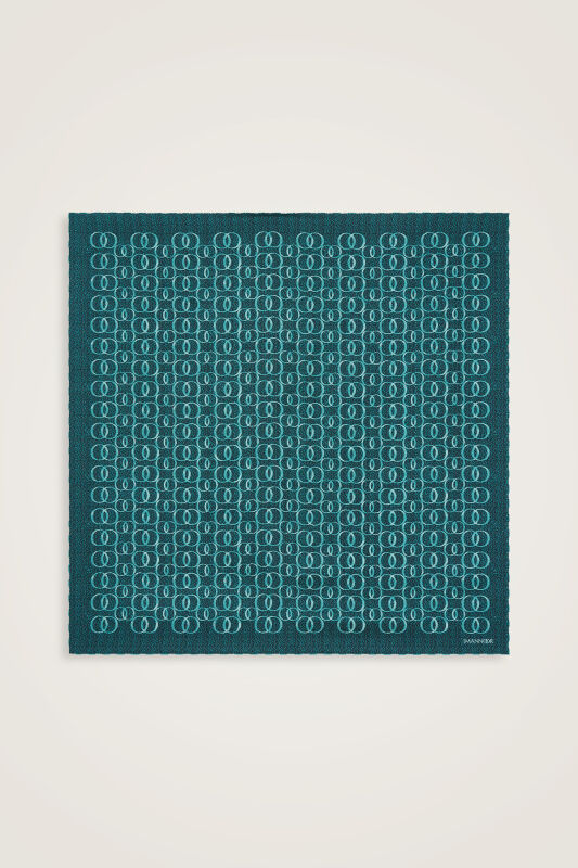 Woven Noor Petrol Silk Twill Scarf - 1