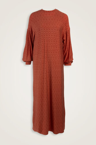 Woven Noor Tan Sleeve Rib Combed Cotton Dress - Imannoor (1)