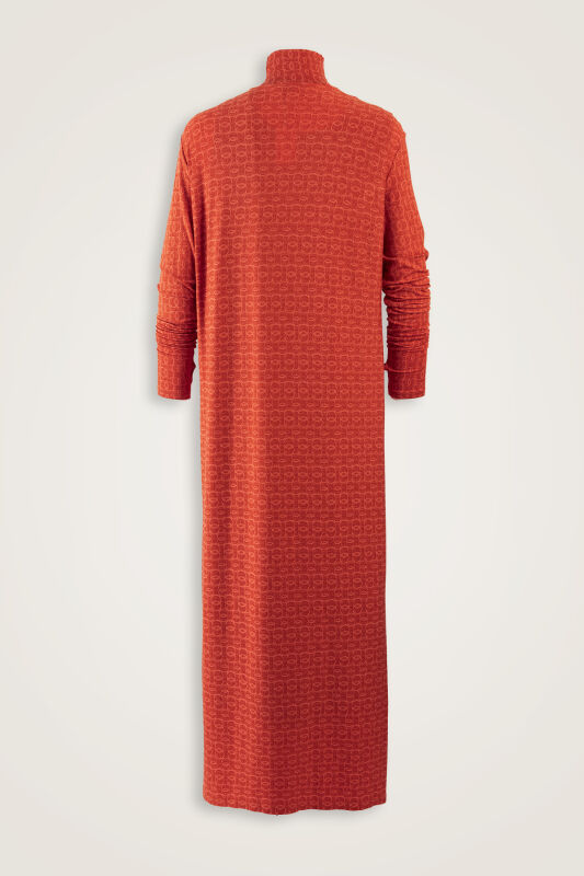 Woven Noor Tan Turtleneck Combed Cotton Dress - 2