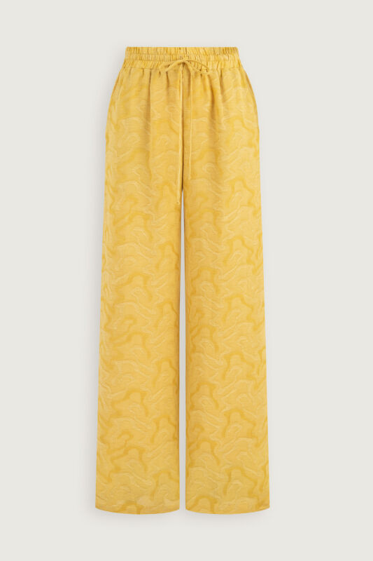 Yellow Linen Jacquard Trousers - 2