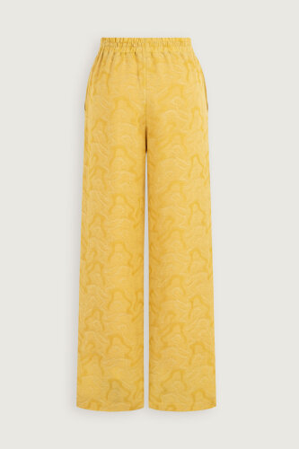 Yellow Linen Jacquard Trousers - 4