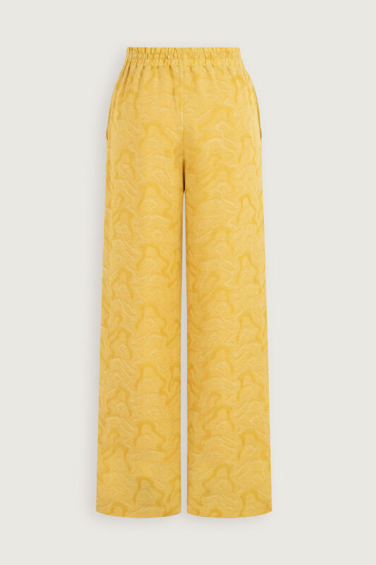 Yellow Linen Jacquard Trousers - 4