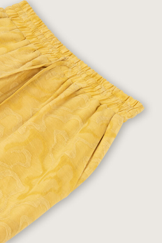 Yellow Linen Jacquard Trousers - 6