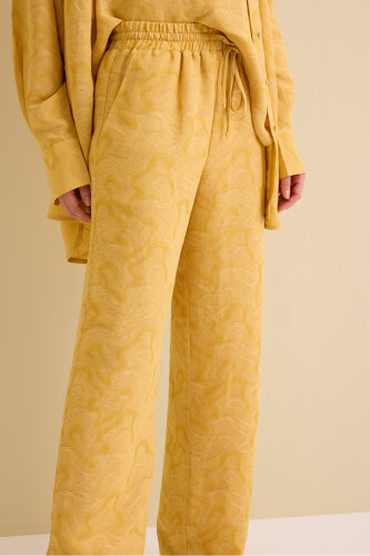 Yellow Linen Jacquard Trousers - 3