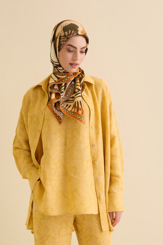 Yellow Linen Jacquard Undershirt 