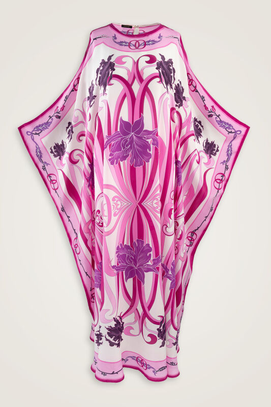 Yeni Dünya Pembe Krep İpek Kaftan - 1