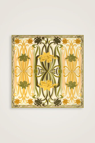 Yeni Dünya Somon-Sarı Çift Taraflı Tivil İpek Eşarp 94x94 - Imannoor (3)