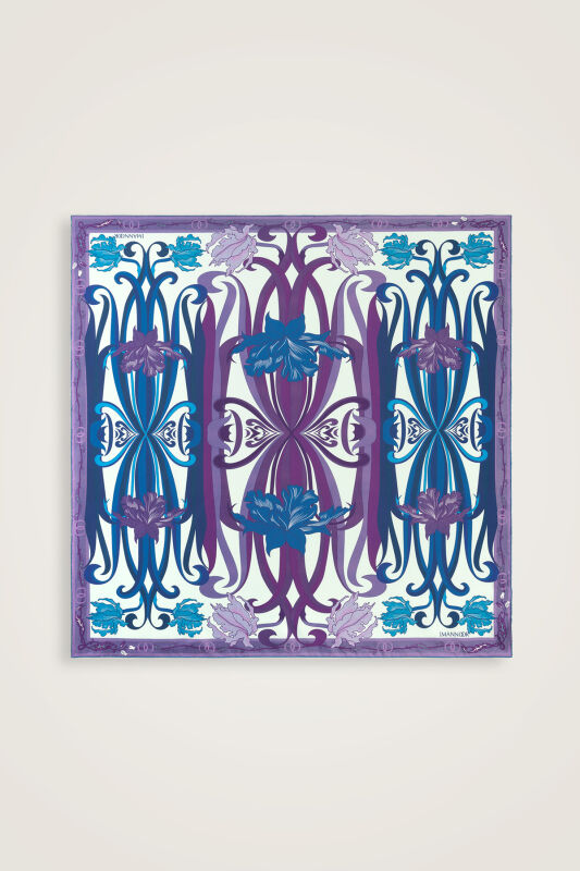 Yeni Dünya Turkuaz-Fuşya Çift Taraflı Tivil İpek Eşarp 94x94 - 5