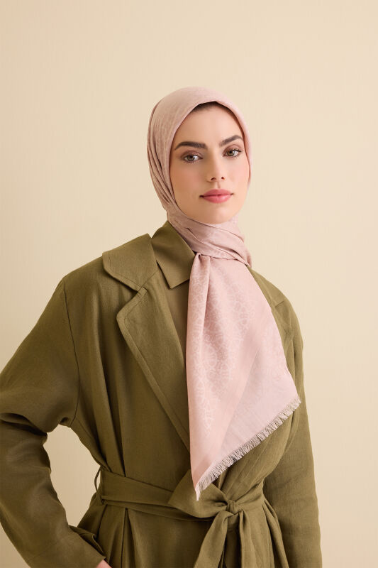 Yıldızlı Gece Koyu Pudra Pamuk İpek Şal 70x200 - 3