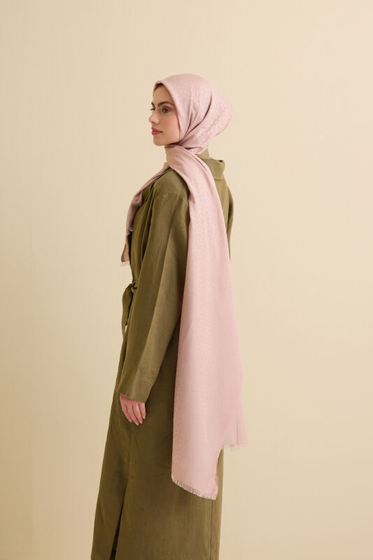 Yıldızlı Gece Koyu Pudra Pamuk İpek Şal 70x200 - 5