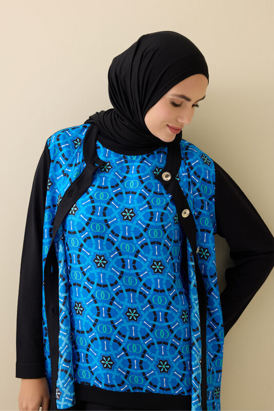 Yıldızlı Gece Lacivert İpek Triko Atlet - 1