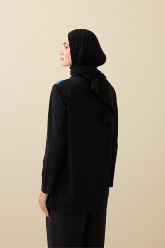 Yıldızlı Gece Lacivert İpek Triko Uzun Kol Hırka - Imannoor (4)