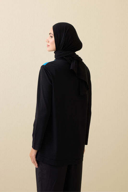 Yıldızlı Gece Lacivert İpek Triko Uzun Kol Hırka - 4