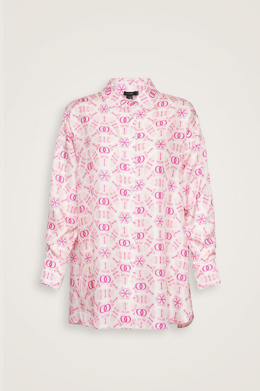 Yıldızlı Gece Pembe Tivil İpek Pijama Gömlek - 2