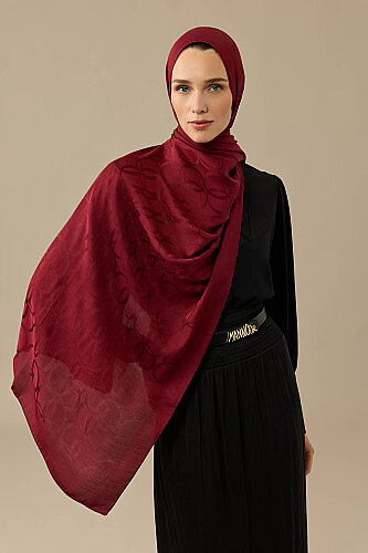 Yonca Logo Bordo Naia Jakar İpek Şal 70x210 - Imannoor (3)