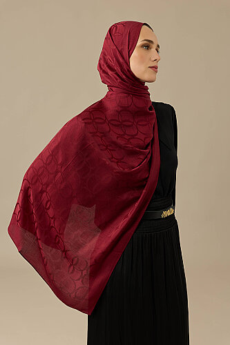 Yonca Logo Bordo Naia Jakar İpek Şal 70x210 - Imannoor (1)