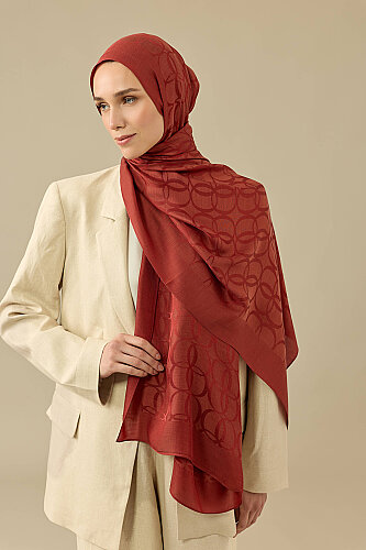 Yonca Logo Tile Naia Jacquard Silk Scarf - Imannoor