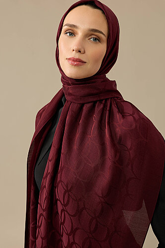 Yonca Logo Vişne Naia Jakar İpek Şal 70x210 - Imannoor (3)