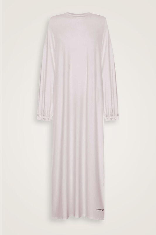 Yuvarlak Yaka Açık Taş Penye Elbise - 1