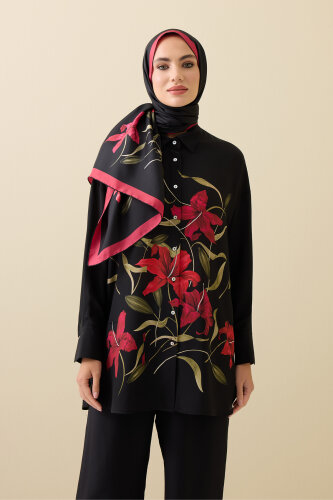 Zambak Black-Red Silk Shirt Pajamas - Imannoor (3)