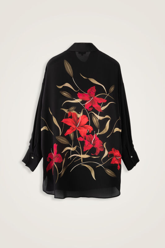 Zambak Black-Red Silk Shirt Pajamas - 4