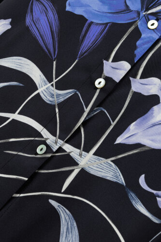Zambak Navy Blue Silk Shirt Pajamas - 6