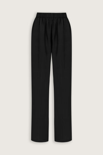 Zambak Navy Blue Solid Color Silk Trousers - 2