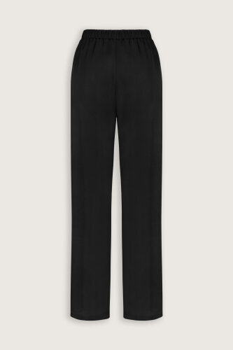 Zambak Navy Blue Solid Color Silk Trousers - 4