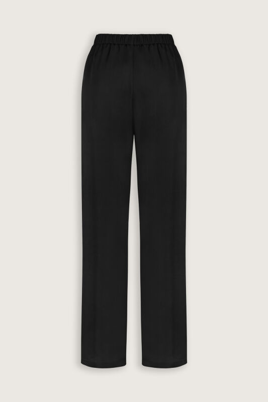 Zambak Navy Blue Solid Color Silk Trousers - 4