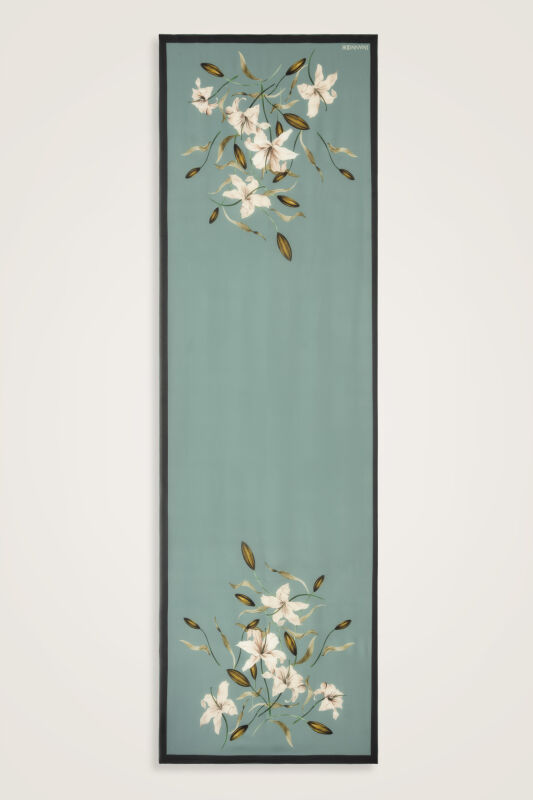 Zambak Turkuaz Krep İpek Gömlek Şalı 70x210 - 1