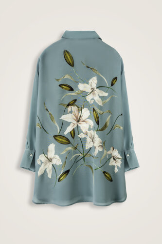 Zambak Turquoise Silk Shirt Pajamas - 2