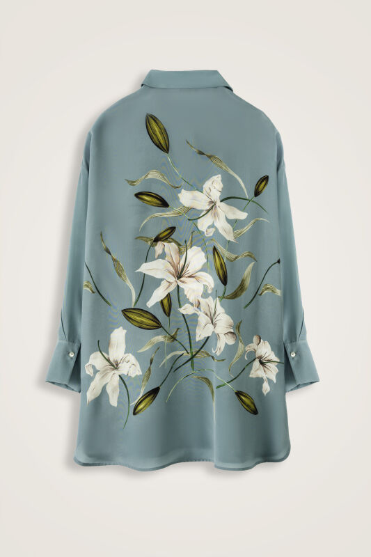 Zambak Turquoise Silk Shirt Pajamas - 2