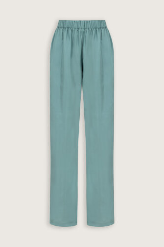 Zambak Turquoise Solid Color Silk Trousers - 2