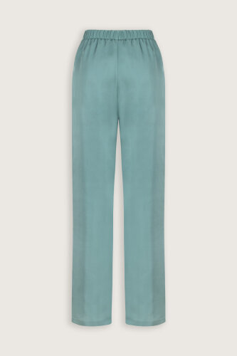 Zambak Turquoise Solid Color Silk Trousers - 4