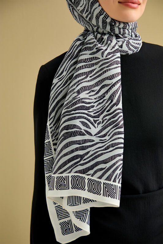 Zebra Flosh Viscose Shawl Grey - 3