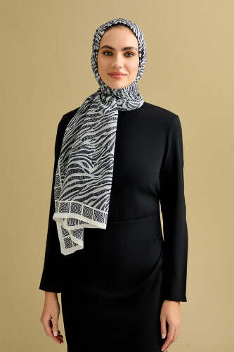 Zebra Flosh Viscose Shawl Grey - 5