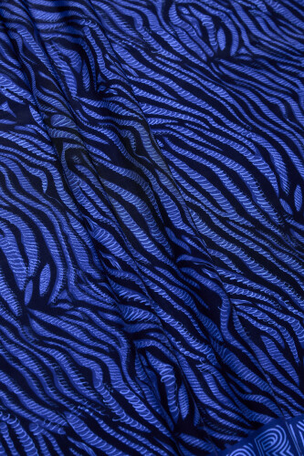 Zebra Flosh Viscose Shawl Navy - 4