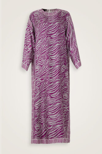 Zebra Silk Dress Fuchsia - Imannoor